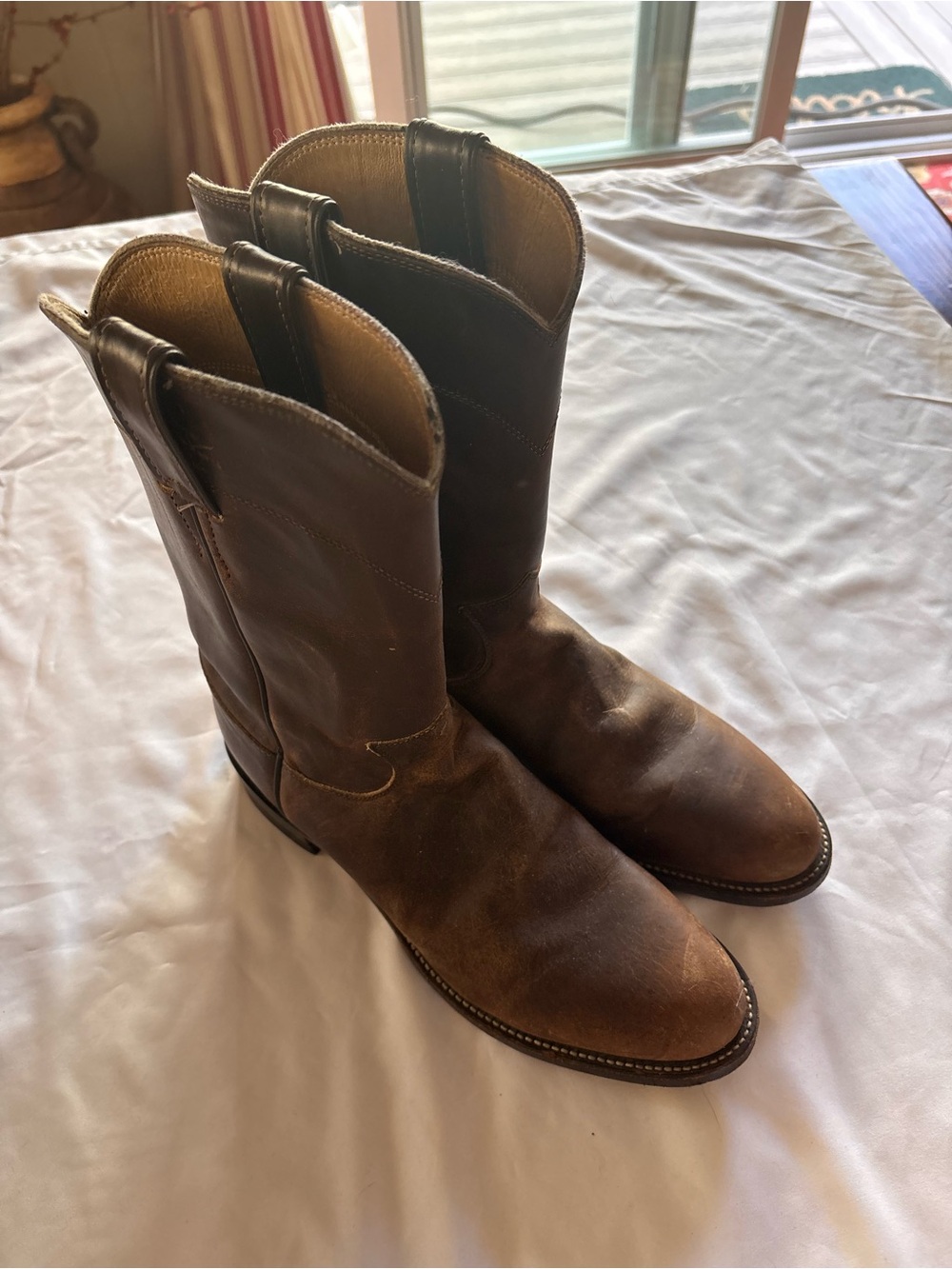 Justin Boots Brown Leather Cowboy Western Boots